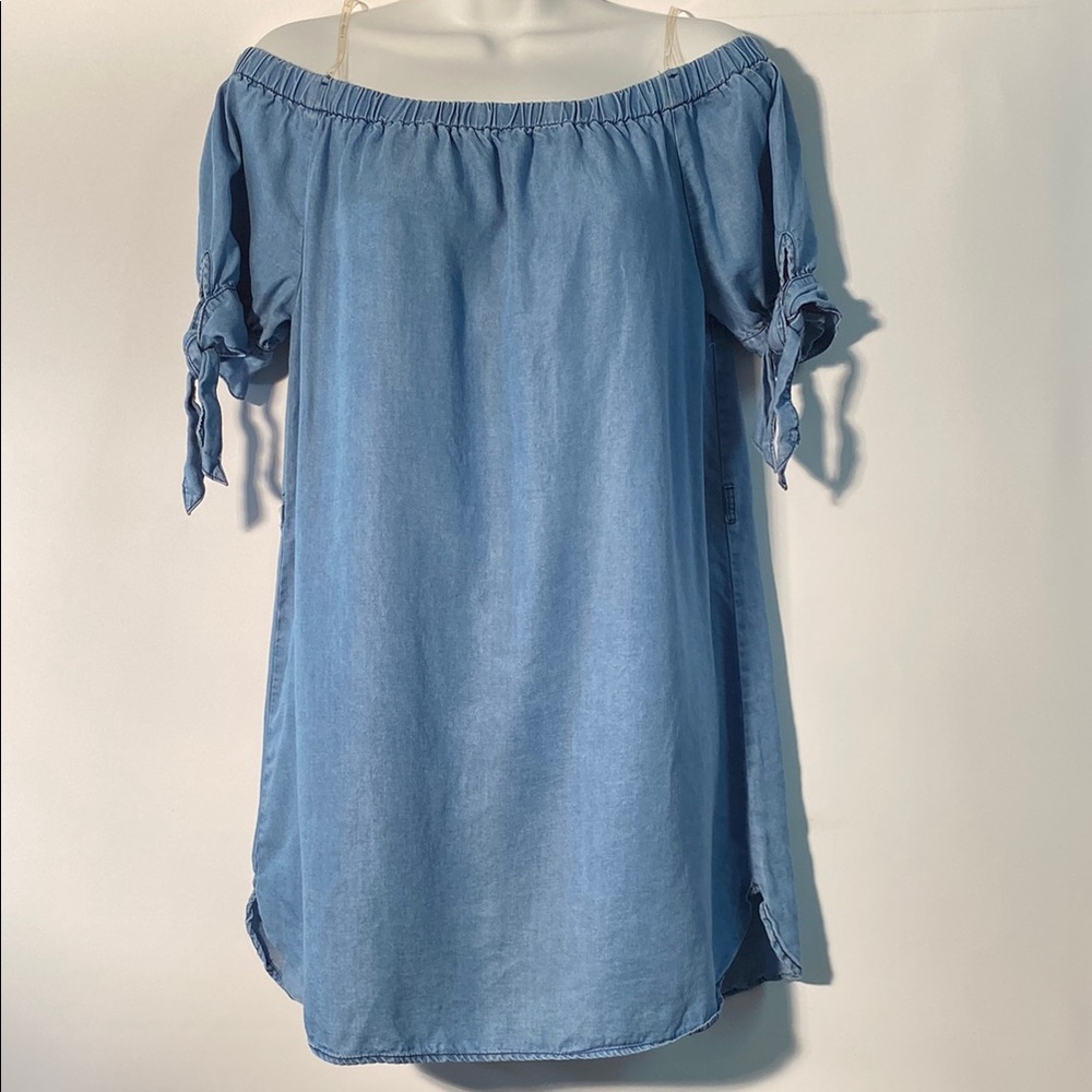 Haute Monde Blue Short Off the Shoulder Dress